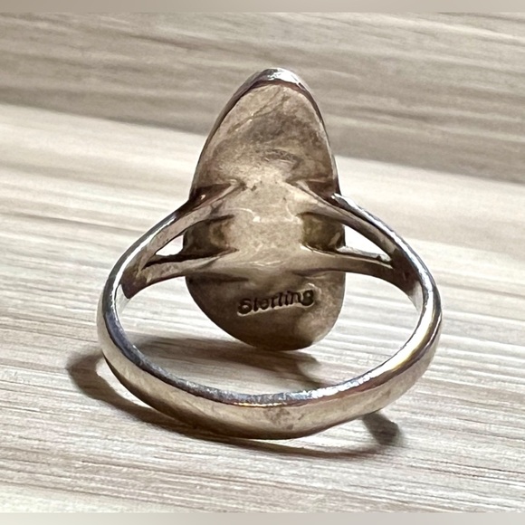 Vintage Native American Sterling Silver Turquoise Onyx & Opal Mosaic Inlay Ring - Picture 4 of 10